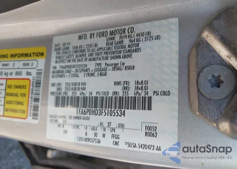 2015 Ford Fusion Se from USA, damaged, VIN 1FA6P0HD3F5105534